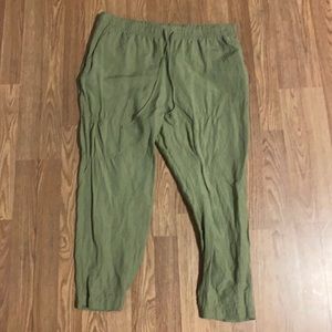 Women’s Green Linen Pants with Drawstring